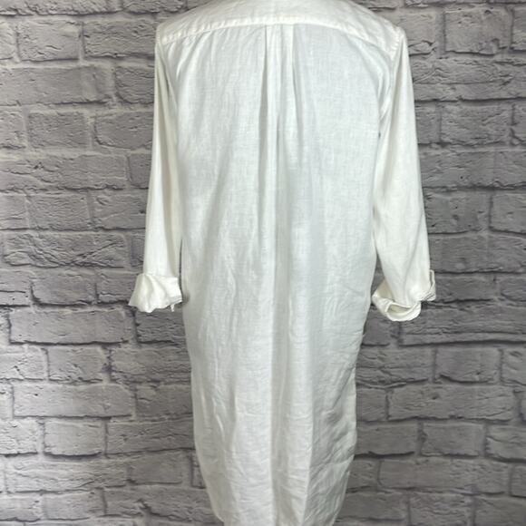 Gap White Linen Button-Up Shirt Dress - Picture 3 of 10